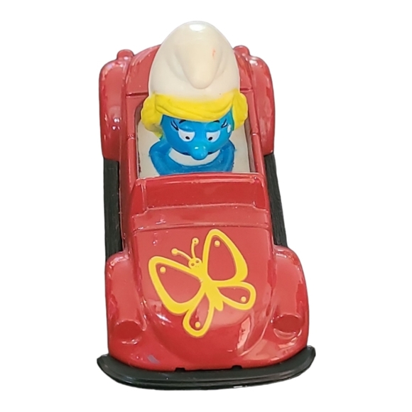 Vintage 1982 Smurf Peyo:Green Papa Smurf Die  & Red Smurfette Die Cast Cars - Picture 9 of 12